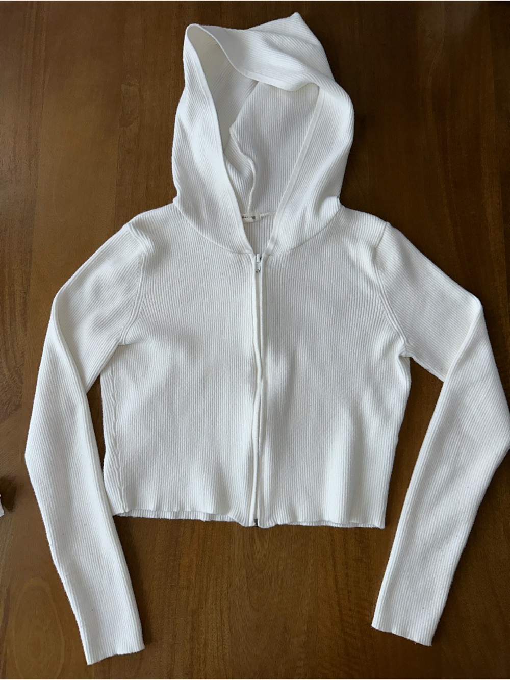 White Zip-Front Cardigan - Garage